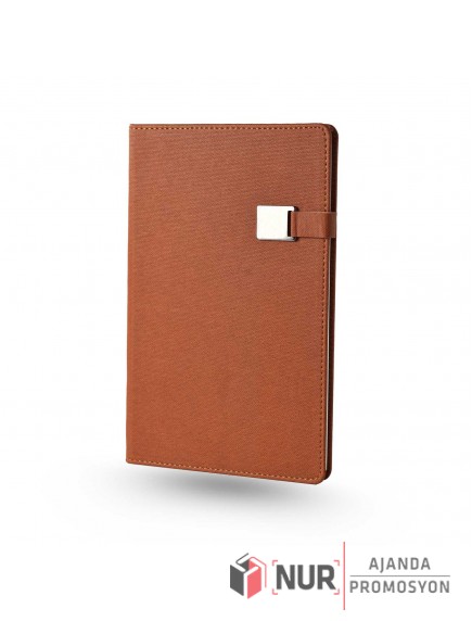 İZNİK - Metal Tokalı Tarihsiz Termo Deri Kapaklı 13x21 cm Promosyon Defter